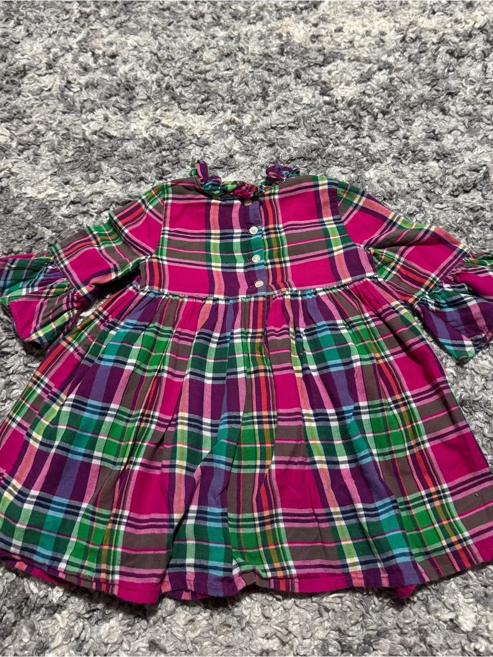 Ralph Lauren Baby Girls Plaid Ruffle Dress + Bloomers 12M